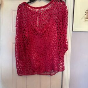 Elie Tahari Red Oversized Long Sleeve Blouse